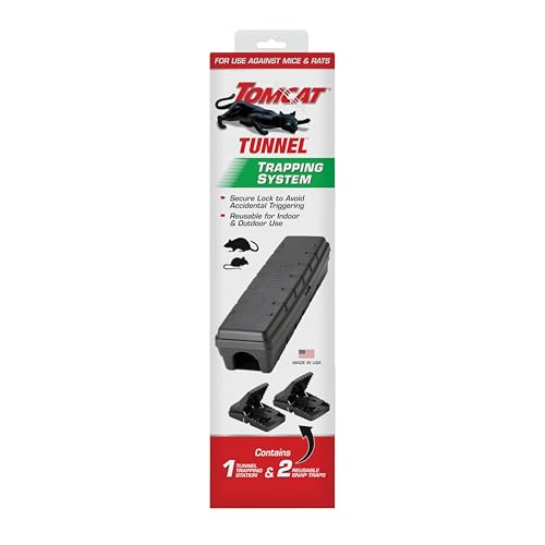 Tomcat Rodent Tunnel Trapping System with 2 Snap Traps & Protective Tunnel - Indoor & Outdoor Use