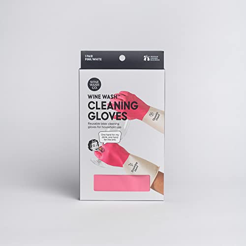 Wine Wash Pink Reusable Kitchen Cleaning Gloves - Comfortable & Durable