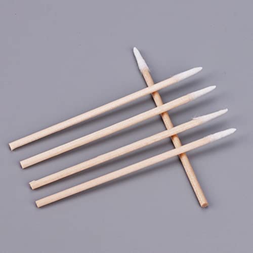 RIKWOG 200pcs Pointed Cotton Swabs 4-Inch Precision Wooden Handle