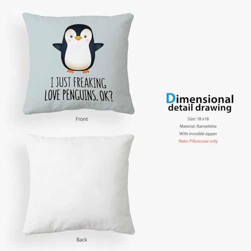 Funny Penguin Love Decorative Throw Pillow Case, 18x18 Inch - Gray-1