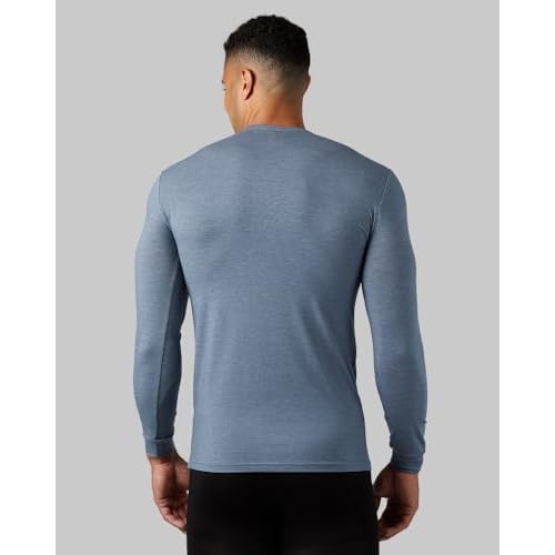 32 Degrees Heat Men's Lightweight Crew Base Layer Thermal Top | Form Fitting | Long Sleeve| 4-Way Stretch, Nile Blue Heather, Large