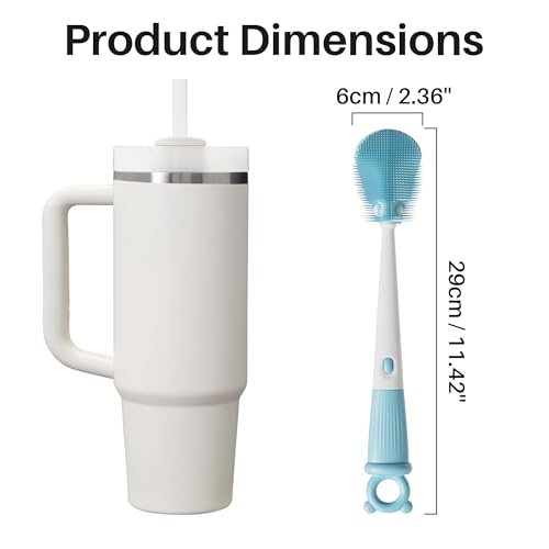 JOYMOOP Silicone Bottle Brush & Straw Cleaner Set - Blue, 3-in-1 Washer