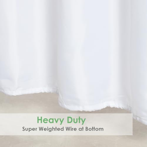 36" x 72" White Fabric Shower Curtain Liner - Machine Washable, Water Repellent