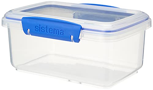 Sistema KLIP IT Rectangular Food Storage Container, 33.8 oz - Clear/Blue