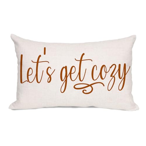 Let's Get Cozy Fall Pillow Cover 12x20 Inch Decorative Cushion
