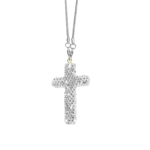 BESULEN Bling Cross Rearview Mirror Pendant - Rhinestone Charm