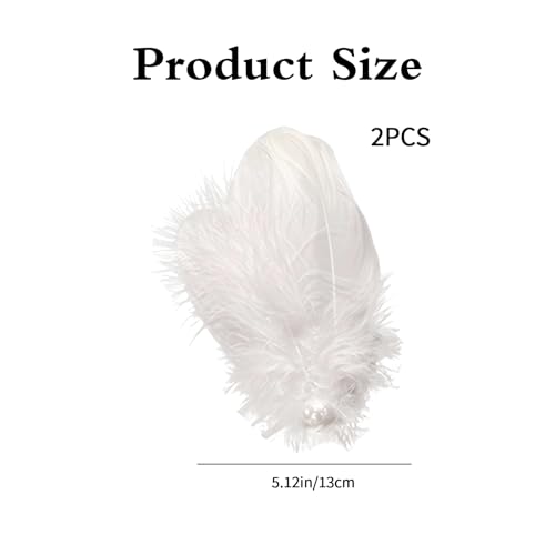 White Feather Hair Clips 2-Piece Ballet Style Pearl Hair Pins