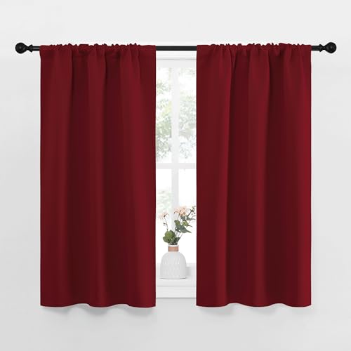 NICETOWN Burgundy Blackout Curtains for Small Windows - 29" x 40" (Set of 2)