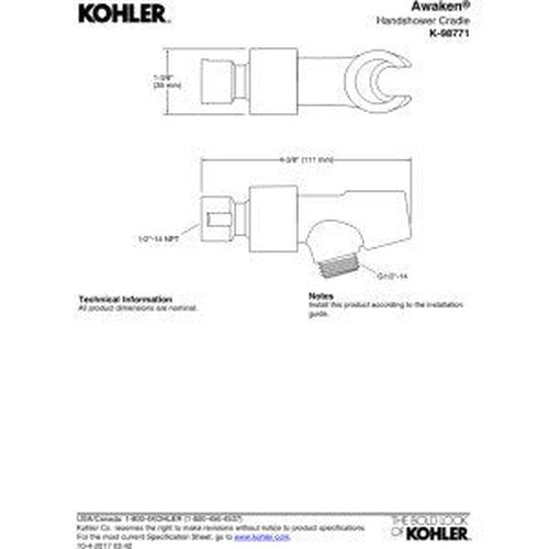 KOHLER 98771-BN Awaken Hand Shower Cradle, Vibrant Brushed Nickel