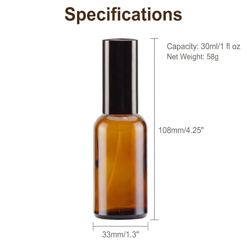 erioctry 3 Pcs 30ML Amber Glass Spray Bottles Refillable Travel Atomizer