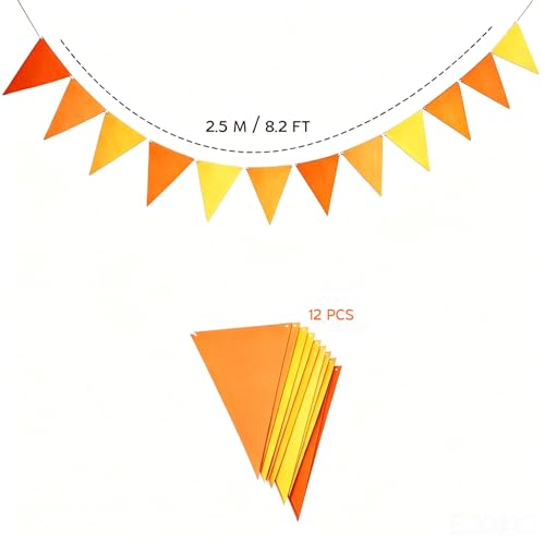 DIY Felt Pennant Banner Kit - 12 Orange & Yellow Flags (2.5m)