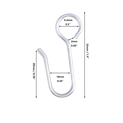Kuasting Stainless Steel S-Hooks for Curtain Tracks, 80 Pack, 35mm