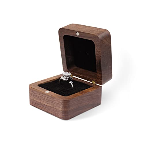 Personalized Mini Wooden Ring Box - Elegant Engagement Holder