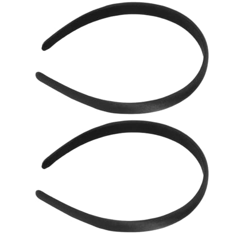 Tnyvm 2Pcs Black Satin Wide Headbands Anti-Slip Hair Accessories