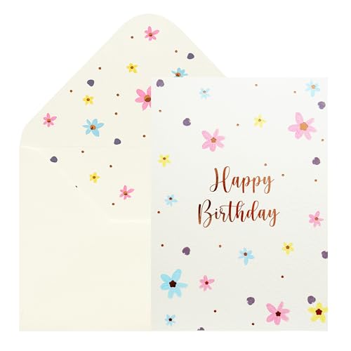 CHRIZ.Z Cutesy Floral Happy Birthday Card with Envelope - 5x7"
