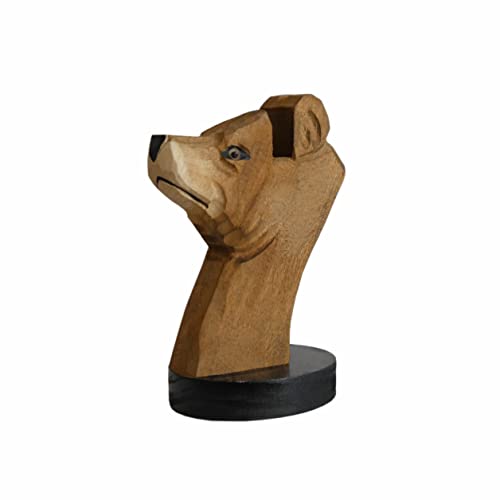 Handmade Wooden Eyeglasses Holder - Brown Bear Display Stand