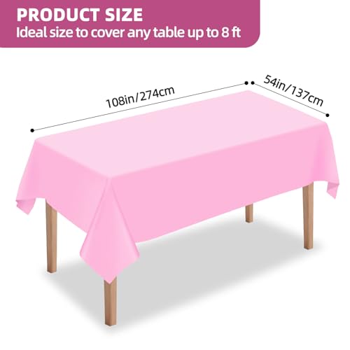 Pink Disposable Plastic Tablecloth 54" x 108" for Parties