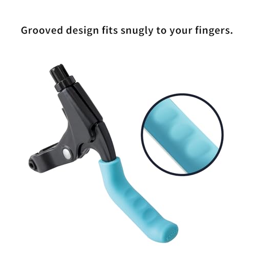 2 Pairs Silicone Brake Lever Covers for Bikes - Anti-Slip Handle Sleeves, Fits Mountain & Road Bicycles (Blue & Orange)