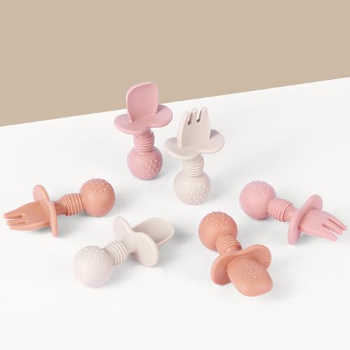 Silicone Baby Feeding Set - 6 Spoons & Forks for Self Feeding