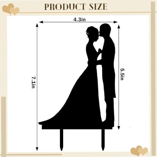 Black Mirrored Acrylic Bride & Groom Cake Topper for Weddings