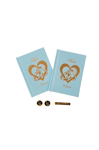 His and Hers Linen Vow Books Set with Cufflinks and Tie Clip