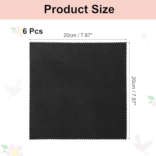 uxcell 6 Pcs Microfiber Glasses Cleaning Cloths 8 x 8 Inch Black for Electronics & Screens