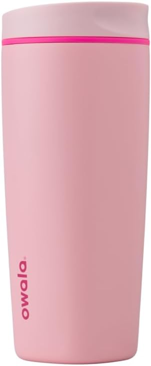 Owala SmoothSip Insulated Stainless Steel Coffee Tumbler - Reusable 20 oz Hot & Iced Coffee Cup | BPA Free, Pink