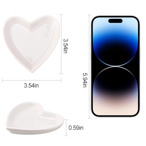Heart-Shaped White Jewelry Dish - Elegant Ceramic Trinket Tray for Rings, Earrings, and Necklaces