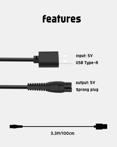 uijino 5V USB Charger Cord for Philips Norelco Multigroom MG9510, 3.3ft