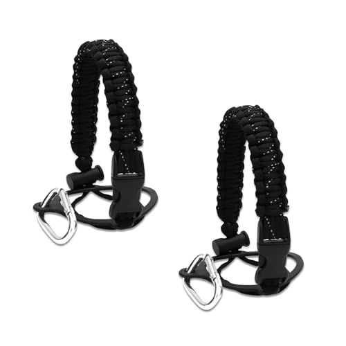 2 Pcs Paracord Water Bottle Handle£¬Paracord Handle for Water Bottle Strap£¬Fits Wide Mouth Bottles 12oz to 64oz£¬Paracord Strap Carrier Assembled with Safety Ring and Carabiner for Hiking(Black white)