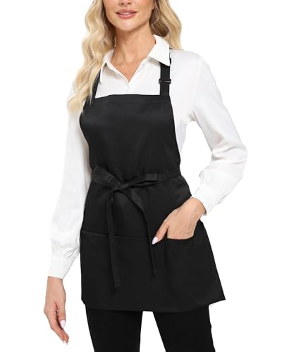 Argstar Adjustable Black Three Pocket Apron for Chef & Kitchen Use - One Size