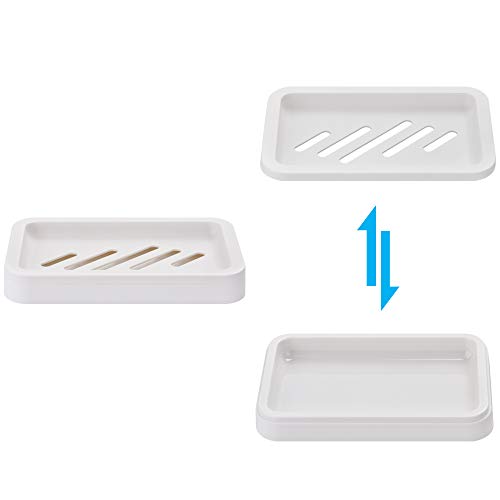 OstWony 2PCS Draining Soap Dishes with Water Tray - Kitchen & Bathroom