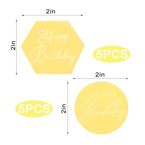 10 Pcs Gold Acrylic Happy Birthday Cupcake Toppers Set