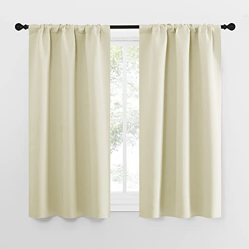 NICETOWN Blackout Curtains - Short Thermal Insulated Drapes (Beige, 34" x 54", 2 PCs)