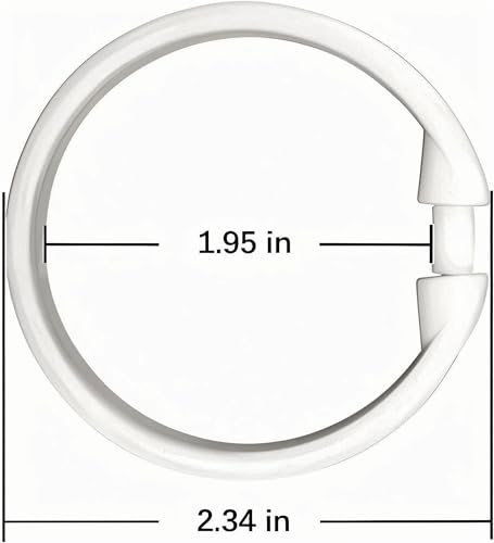 24 Pack White Plastic Shower Curtain Rings - Durable, Easy-Glide Hooks for Bathroom