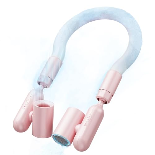 Pink Portable Neck Cooling Fan - USB Rechargeable & Adjustable Airflow