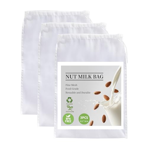 COKUMA 3-Pack Reusable Nut Milk Bags - 9.5" x 14" Fine Mesh Strainers