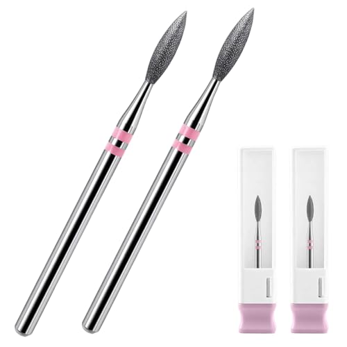 BQAN 2 Pcs Diamond Cuticle Remover Nail Drill Bits, Fine Grit Flame Bit