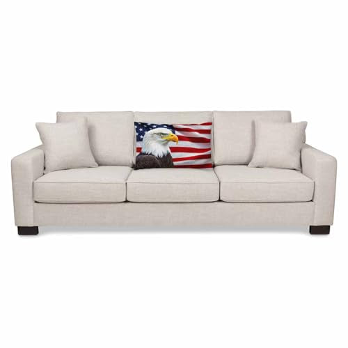 EKOBLA American Bald Eagle USA Flag Lumbar Pillow Cover 20x30 Inch
