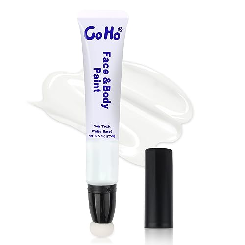 Go Ho Clown White Face Paint - Water Based Cream Makeup for Halloween SFX