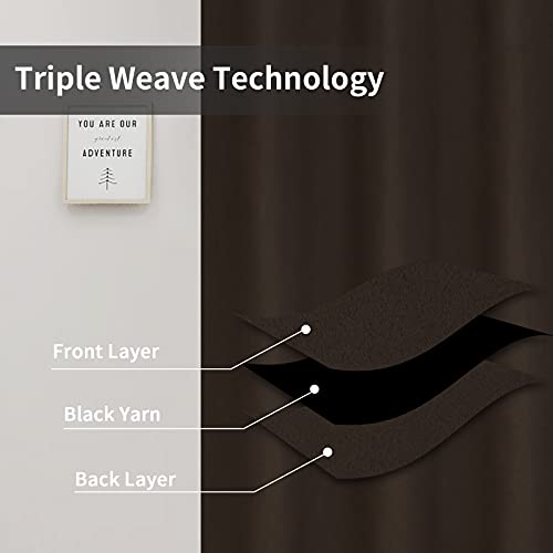 Easy-Going Thermal Blackout Curtains - 2 Panels, 42x63 in, Dark Brown