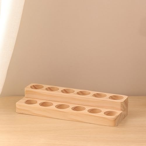 2-Tier Essential Oil Display Stand - Solid Wood Holder for Bottles