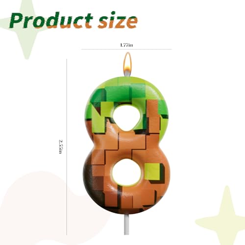 Pixel Art Number Candle - 2.7 Inch Video Game Birthday Cake Topper