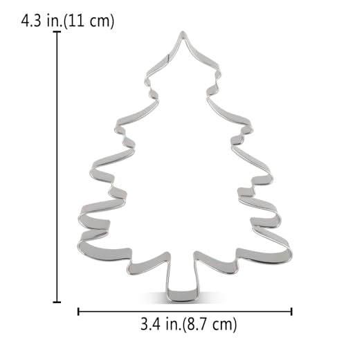 Christmas Tree Cookie Cutter - 4.3 Inch Food Safe Stainless Steel