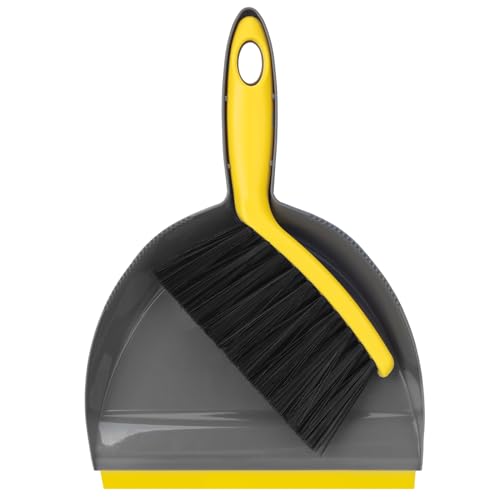 Yellow Mini Dustpan and Broom Set - Handheld Combo for Home & Car