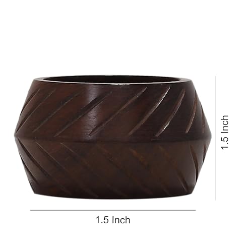 Set of 12 Handcrafted Wooden Napkin Rings for Table Decor - Rustic Brown