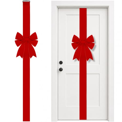 173-Inch Extra Large Christmas Front Door Bow - Wine Red Velvet, Pre-Tied & Adjustable