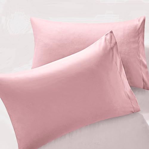 MILVOWOC Dusty Pink Brushed Microfiber Pillowcases - 20x26 Inch, 2 Pack