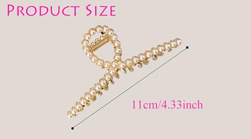 Metal Pearl Hair Claw Clip Large Rhinestone Hair Accessories for Women