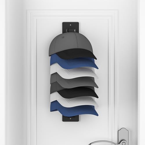 Wall-Mounted Hat Rack Organizer - Black 2-Pack for 38 Caps